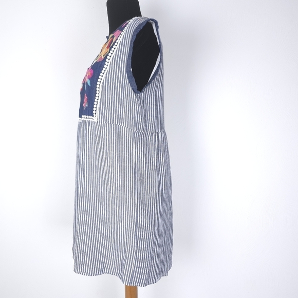 Savanna Jane Women’s Boho Floral Stripes Summer Shift Mini Dress Size M - Picture 2 of 9